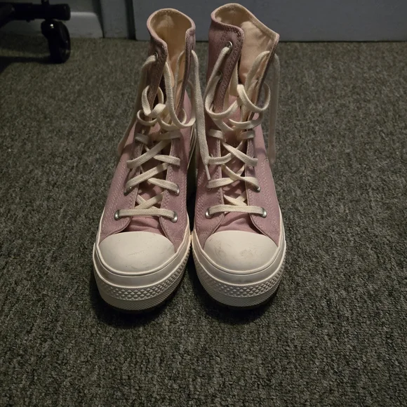 Converse Pink High-Top Heeled Sneakers - Picture 2 of 6